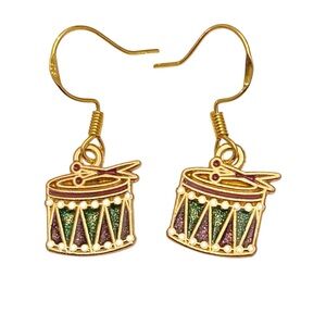 Mardi Gras Theme Drum Earrings